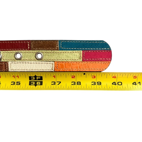 Fossil Women's Size M Leather Belt Patchwork Multi Colored Boho Festival Y2K - Picture 12 of 13